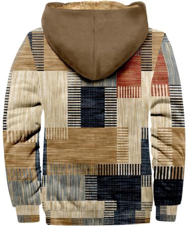 Shop Hanxiulin Men's Fleece Plush Jacket - Oversized Warming Zipper Hoodie | Lightweight Quilted Winter Coat in Khaki & More Color Variants - Buy Online on GoSupps.com