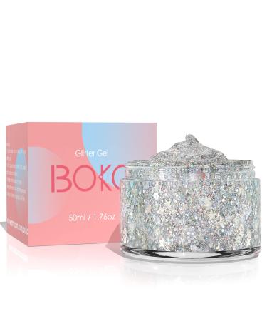 Boko 1.76oz Body Glitter Gel, Diamond Liquid Chunky Glitter Lotion Mermaid Sequins for Face Hair and Body Makeup, Festival Clothing, Rave Accessories and Costume - Diamond Starlight