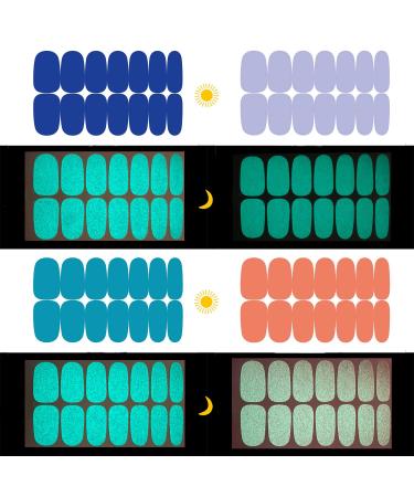 WOKOTO 12 Sheets Luminous Solid Nail Polish Strips with Nail File Self-Adhesive Glow in Dark Gel Nail Strips Stick On Nail Stickers Full Nail Wraps for Women Nail Art Polish Stickers for Nails KIT1 Luminous solid - Buy Online on GoSupps.com