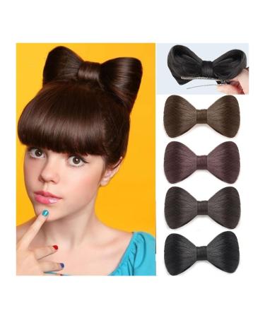 Messy Bun Hair Piece for Women Synthetic Bow Hair Bun Claw Chignon Hair Bun Straight Updo Hairpiece Cute Bow Hair Extensions Clip in Hair Bun Extensions for Women Girls Fake Hair Accessories for Wom Red brown-01