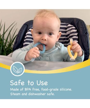 Papablic Infant Training Toothbrush 2 Pack - Soft Silicone Baby Toothbrush for Ages 4 Months and Up - BPA Free - Yellow & Blue - Buy Online on GoSupps.com