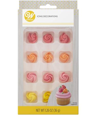Royal Icing Decoratons 12/Pkg-Bright Rosebuds