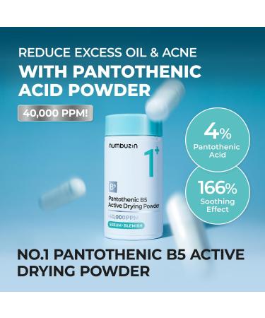 numbuzin No.1+ Pantothenic B5 Active Drying Powder - Acne Spot Treatment with Niacinamide & Madecassoside | Oil Control & Cystic Acne Relief | Korean Skincare - 0.24 oz - Buy Online on GoSupps.com
