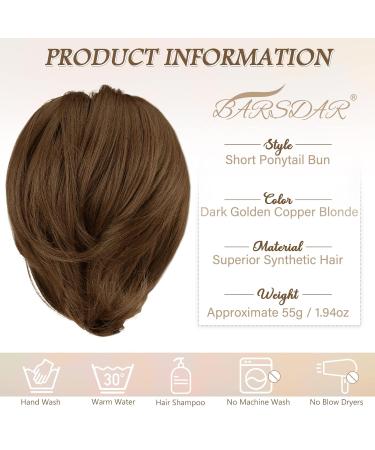 BARSDAR HAARDIAD Short Synthetic Hair Extensions - Light Golden Brown Ponytail Scrunchy | 20cm Hair Jewelry for Women - Buy Online on GoSupps.com