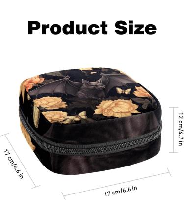Anna Cowper Halloween Bats Flower Sanitary Napkin Storage Bag - Multi-colored Portable Period Pouch for Women and Teen Girls - Buy Online on GoSupps.com