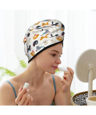 Cute Cats Microfiber Hair Towel - Soft Super Absorbent Wrap for Women | Quick Dry Coral Velvet for Long Curly & Thick Hair - Buy Online on GoSupps.com