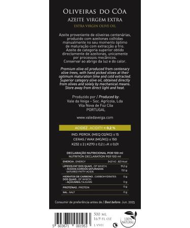 Oliveiras do C a Premium Extra Virgin Olive Oil (500ml - 16.9 fl oz) - Buy Online on GoSupps.com