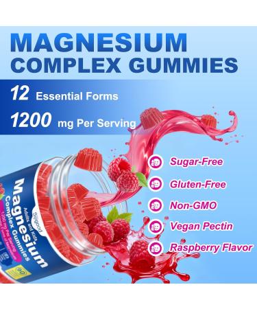 90 Count | Magnesium Complex Gummies for Women & Men 12 Forms of Magnesium (Glycinate Citrate& More) Magnesium Supplement with Ashwagandha Supports Sl ep Bone Energy Raspberry Flavor 90 Count (Pack of 1) - Buy Online on GoSupps.com