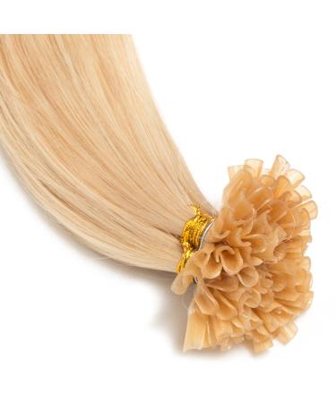 25 x 1.0g Indian Remy Hair Extensions U-Tip Keratin #60 White Blonde - 100% Real Hair 45 cm - Buy Online on GoSupps.com