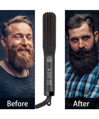 Ceenwes 3 in 1 Professional Beard Straightener with Beard Oil & Balm - Portable Hair Straightener Brush for Men & Women - Beard Straightening Comb Gift - Buy Online on GoSupps.com