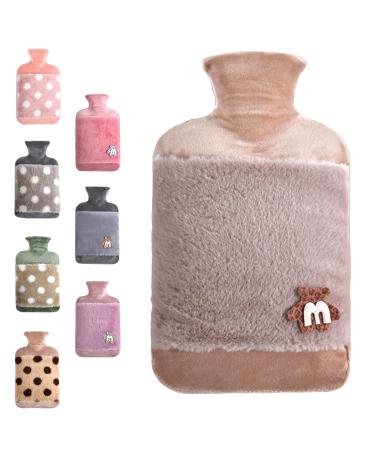 Hot Water Bottle with Cover 1.8L Large Rubber Hot Water Bottle for Relieving Menstrual Cramps Neck Shoulder Back Stomach Pain Warming Hands and Feet 1.8L-Khaki letters