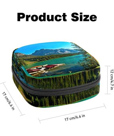 Stylish Menstruation Pad Bag with Zipper | Eco-Friendly Women's Napkin & Tampon Pouch | Canadian Emerald Lake Design - Buy Online on GoSupps.com