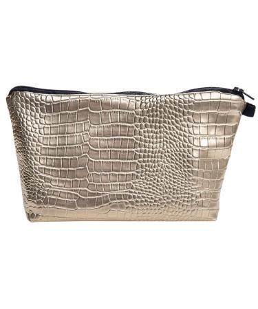 PREMYO Cosmetic Bag Small for Handbag - Makeup Bag Women Make Up Bag - Pencil Case Girls Case Pens Gold