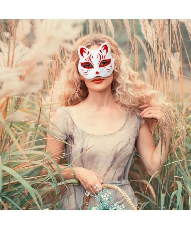 Buy Cabilock 10 Pack Cat Masks - White Paper Fox Half-Face Masks for DIY Cosplay Costume Props - International Shipping Available - Buy Online on GoSupps.com