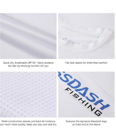 BASSDASH Men's UV Sun Protection Fishing T-Shirt UPF 50+ Long Sleeve - White/Vivid Blue - Size Large - Buy Online on GoSupps.com