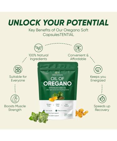 WGYPEU Oil of Oregano with Black Seed Oil 300 Softgels Supports Immune System and Digestion Micronutrients Oil of Oregano Black Seed Oil Non-GMO & Gluten Free - Buy Online on GoSupps.com