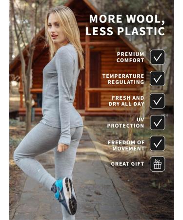Merino.tech 100% Merino Wool Women's Underwear Set | Lightweight & Functional Long Sleeve Shirt Pants & Hiking Socks - Buy Online on GoSupps.com