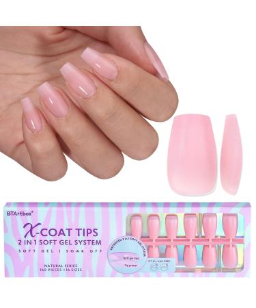 Bartbox ballerina nail tips short full cover soft gel nail tips short press on nails pre -designed xcoattips pink short artificial fingernails for nail extensions short ballerina -pink - Buy Online on GoSupps.com