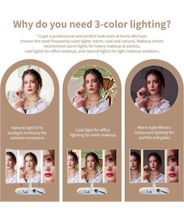 Trifold Makeup Mirror with Lights - 3 Color Modes, 52 LED, 1X 2X 3X Magnification - Touch Control, Dual Power Supply - Portable Vanity Mirror - Buy Online on GoSupps.com