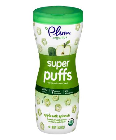 Plum Organics Super Puffs Organic Veggie Fruit & Grain Puffs Spinach & Apple 1.5 oz (42 g)