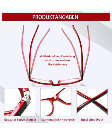 Kerecsen 3 Pack Women s Reading Glasses - High-Quality Feather Hinges Comfortable Rectangular Design (4.00 Deep Red) - Buy Online on GoSupps.com