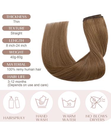 SEGO Clip in Hair Extensions - Real Hair Extensions Light Brown #6 22 (56cm) 5 Clips 55g Hairpiece for Volume and Length - Buy Online on GoSupps.com