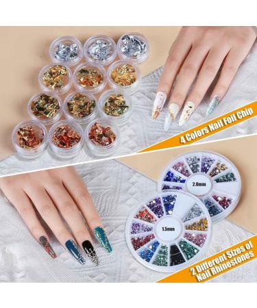 luxurious DIY Nail Art Decal Kits - Nail Pen Stamp with Nail Painting Brush Nail Dotting Tool Nail Foil Manicure Tape Rhinestones for Nails - Buy Online on GoSupps.com