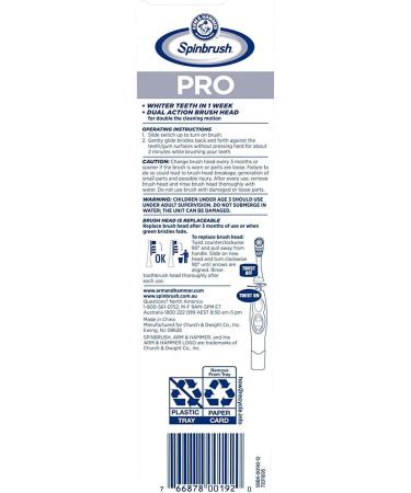 Arm & Hammer Spinbrush Pro Series White Electric Toothbrush Replacement Brush Heads - 6 Soft Bristles Refills, 3 Packs - Buy Online on GoSupps.com