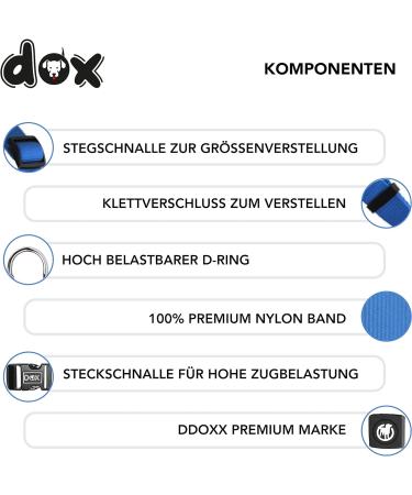 DDOXX Nylon Step-In Dog Harness - Adjustable Light Blue Puppy Harness for All Sizes | L (65-99 cm) - International Shipping Available - Buy Online on GoSupps.com