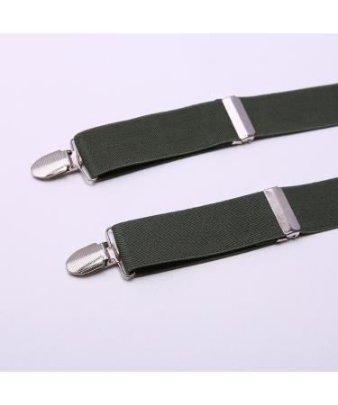Kangdai Men's Hard-Wearing Braces with 4 Leather Clips & Wide Elastic Carriers Light Green Pants Accessories - Buy Online on GoSupps.com
