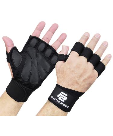 Fit Active Sports New Ventilated Weight Lifting Workout Gloves with Built-in Wrist Wraps for Men and Women - Great for Gym Fitness, Cross Training, Hand Support & Weightlifting. extra small