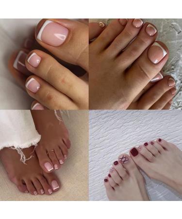Kyzistn False Toe Nails - 48Pcs Square Short Acrylic Stick on Toes with Jerry Glue - Press on Fake Nails for Women and Girls - Buy Online on GoSupps.com