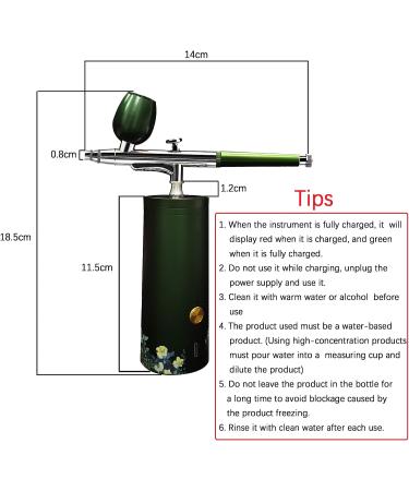 Mini Airbrush Makeup Kit with Compressor - Portable Elegance Airbrush for Tattoos, Cake Decorating, and Modeling in Green - Buy Online on GoSupps.com