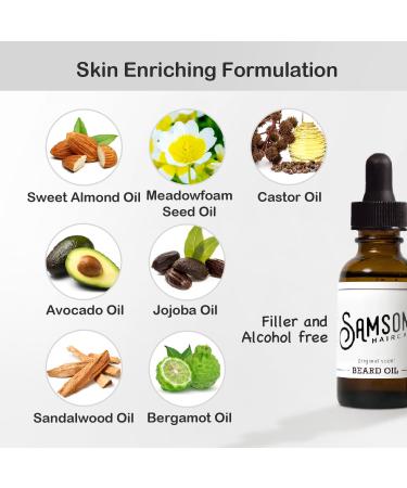 Samson S Haircare Beard Oil - Moisturizing & Softening for Itchy Dry Skin & Coarse Facial Hair - 1 oz - International Shipping Available - Buy Online on GoSupps.com