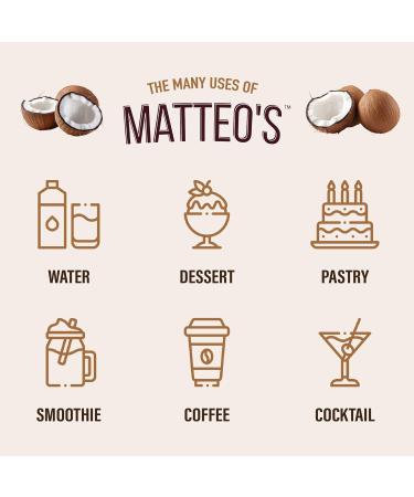 Matteo's Sugar-Free Fruit Syrup Sweeteners for all types of Beverages - for Pastry Dessert Kitchen Restaurant and Bars Tropical Coconut Flavor Smooth Creamy Non Alcoholic Syrup (750ml - 6pk) 750 ml (Pack of 6) - Buy Online on GoSupps.com