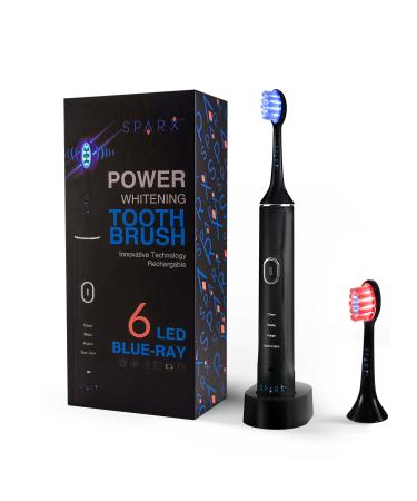 Sparx Electric Toothbrush for Teeth Whitening, Gum Care, & Polishing, Light Therapy Technology for Whiter Teeth & Healthy Gums, Rechargeable, Black