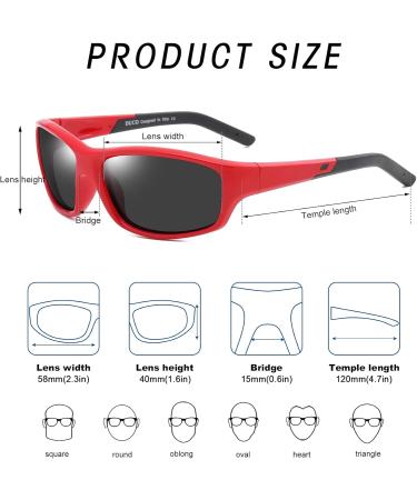 DUCO Polarized Sunglasses for Kids - UV400 Protection Flexible Rubber Red/Black | Boys & Girls - Buy Online on GoSupps.com