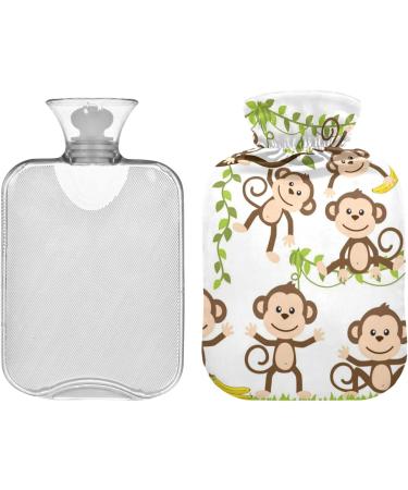 NAANLE Cartoon Monkey Hot Water Bottle - 1L Transparent Heat Bottle for Bed Hand & Foot Warmer Pain Relief & Cold Therapy - Buy Online on GoSupps.com