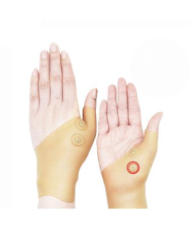 Wrist and Thumb Support (Skin) - Magnetic Therapy Silicone Gel Glove Protector for Carpal Tunnel Hand Tendonitis Typing Arthritis Osteoarthritis & Rheumatoid arthritis Pair