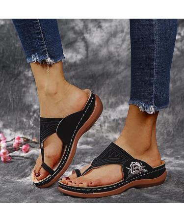 Buy Foot Correction Beach Flip Flops for Women | Summer Lightweight Bunion Orthopedic Sandals Non-Slip Hallux Valgus Slippers for Plantar Fasciitis - Size 6.5 Black - Buy Online on GoSupps.com