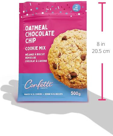 Confetti Sweets Cookie Mix Oatmeal Chocolate Chip Premade Mix | Gourmet Quality Real Ingredients | No Added Preservatives | 100% Canadian | 500g each - Buy Online on GoSupps.com