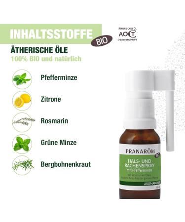 Pranar m Aromaforce Organic Throat Spray with Peppermint & Essential Oils - 15ml - International Shipping Available - Buy Online on GoSupps.com