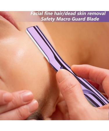 Premium Eyebrow Razors for Men & Women | Dermaplaning Tools with Non-Slip Silver Diamond Handle | Stainless Steel Purple Eyebrow Trimmer - Buy Online on GoSupps.com