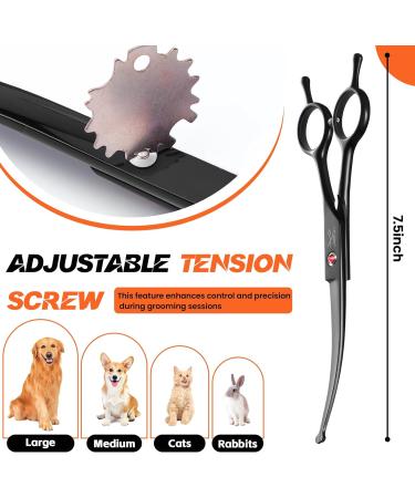 ASON 7.5 Dog Grooming Shear | Professional Up-curved Scissor for Pets | Japanese Stainless Steel | Curved with Round Tips | Black - Buy Online on GoSupps.com