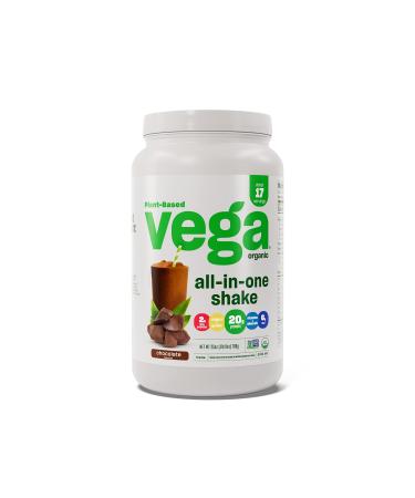 Vega Organic All-in-One Vegan Protein Powder Chocolate (17 Servings) Superfood Ingredients, Vitamins for Immunity Support, Keto Friendly, Pea Protein for Women & Men, 1.6 lbs (Packaging May Vary)