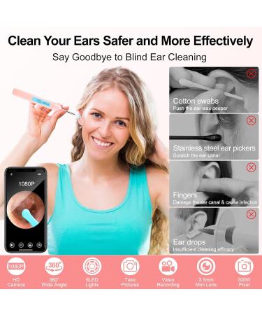 Ear Wax Removal Ear Cleaner with 1080P HD Camera with 6 LED Lights/IP67 Waterproof Lens/8 Traditional Tools Ear Wax Removal Kit Rechargeable Ear Cleaning kit for iOS Android Tablet (Pink05) - Buy Online on GoSupps.com