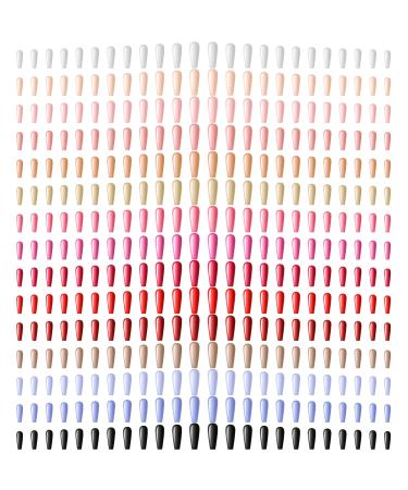 360 pieces 15 sets artificial coffin nail long wrong nails coffin ballerina artificial nails full cover artificial nail tips for pressing DIY fingernails 12 sizes (classic colors)