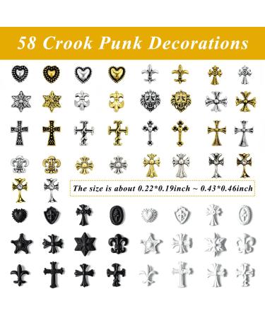 58PCS Metal Cross Nail Charms - Vintage 3D Punk Accessories for Nail Salon & Art at Home - Buy Online on GoSupps.com