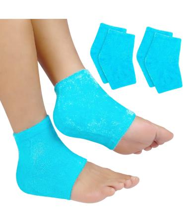 Moisturizing Heel Socks 2 Pairs Gel Lined Fuzzy Toeless Spa Socks Skin Softening Footcare Treatment Socks for Cracked Heels Dry feet Foot calluses Sock (SFDFN001)