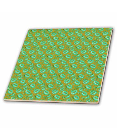 8 Inch Glass Tile - Two Kisses Collided Lip Affectionate Aqua Colored Lips Pattern Pattern - Lipstick Kisses